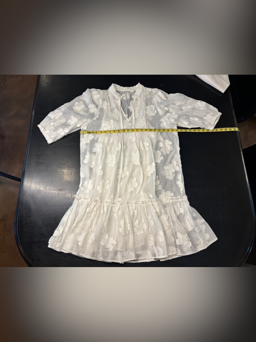Sundance Sheer Floral Drop Waist Dress with Slip Size M